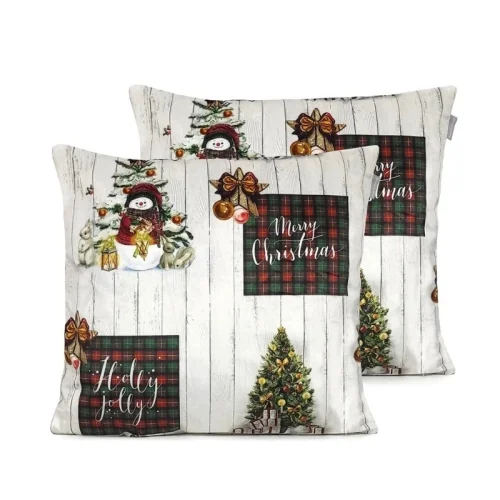 Capas de almofada de veludo de Natal Naf Naf Holly Jolly 45x45(2) cm multicolorido