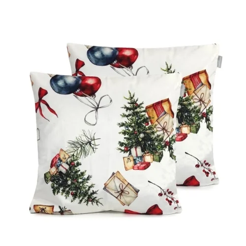 Naf Naf Presents Kerstfluwelen kussenhoezen 45x45(2) cm veelkleurig