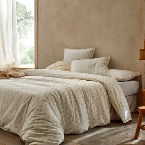 Housse de couette 100% coton percale bio Sari sable