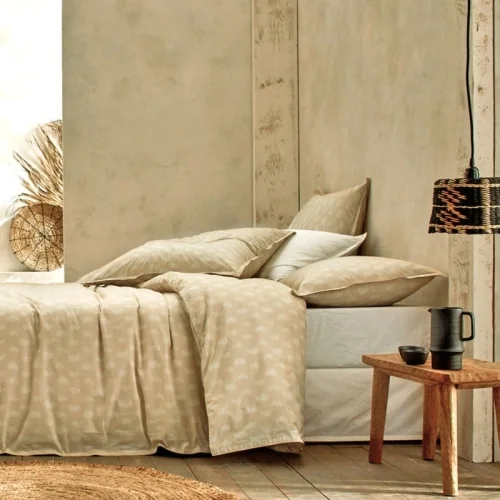 Poszwa na kołdrę ze 100% organicznej bawełny perkalowej Sari Foam piaskowa