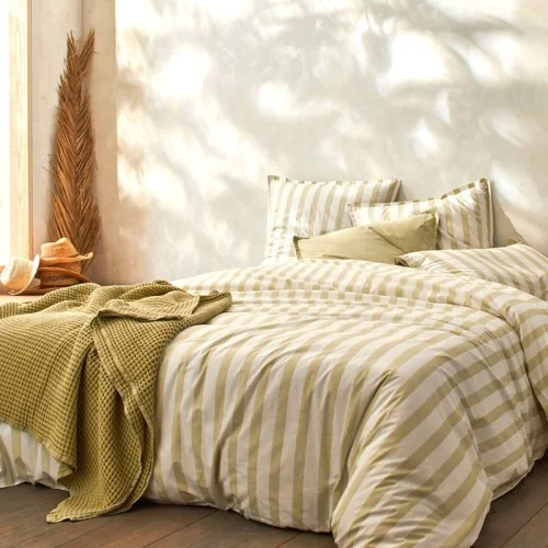 Bettbezug aus Perkal aus 100 % Bio-Baumwolle, Bengal-Limette