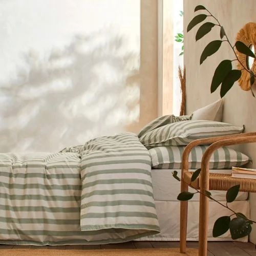 Duvet cover 100% organic percale cotton Bengale green c.