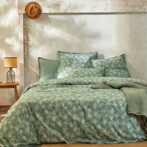 Duvet cover 100% organic percale cotton Goa green c.