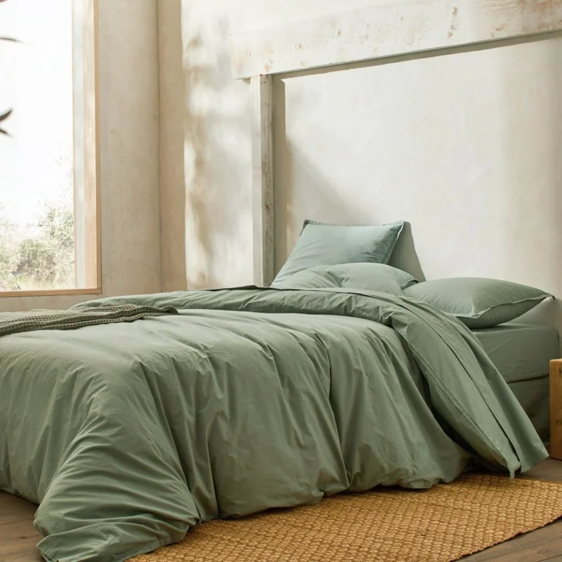 Bettbezug 100 % Bio-Perkal-Baumwolle, einfarbig, PB-Grün c.