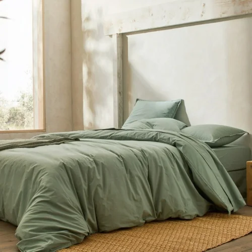 Duvet cover 100% organic percale cotton Plain PB green c.