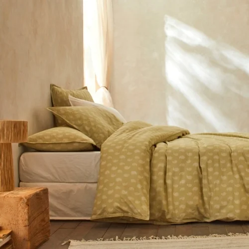 Duvet cover 100% organic percale cotton Sari lime