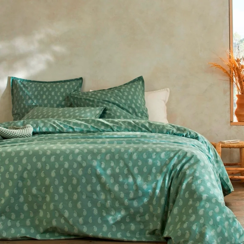 Bettbezug aus 100 % Bio-Baumwollperkal Sari Lagune