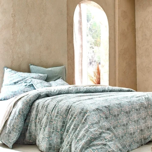 Capa de edredão de linho Bati lagoa/algodão orgânico