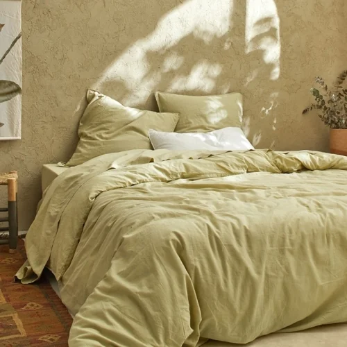 Linen/organic cotton duvet cover Liso lime