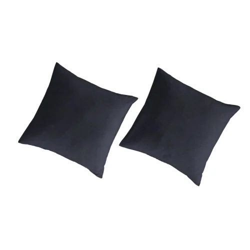 Fundas de almohada 65x65(2) lino/algodón orgánico Liso azul gris