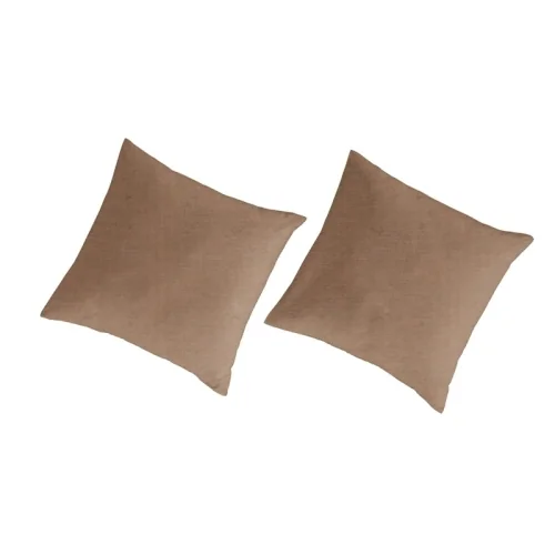 Fundas de almohada 65x65(2) lino/algodón orgánico Liso marrón c.