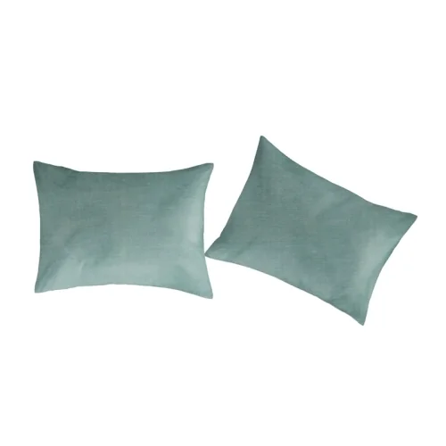 Fundas de almohada 80x80(2) lino/algodón orgánico Liso verde c.