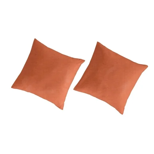 Fundas de almohada 65x65(2) lino/algodón orgánico Liso teja